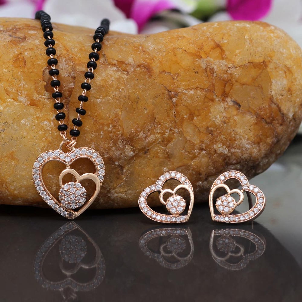 Diamond Heart Shape Mangalsutra W/ Earrings